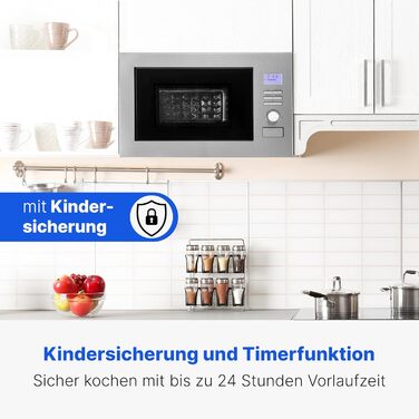 Вбудована мікрохвильова піч Bomann MWG 3001 H EB inox Silber з грилем та конвекцією | 60 см | 900 Вт | 25 л