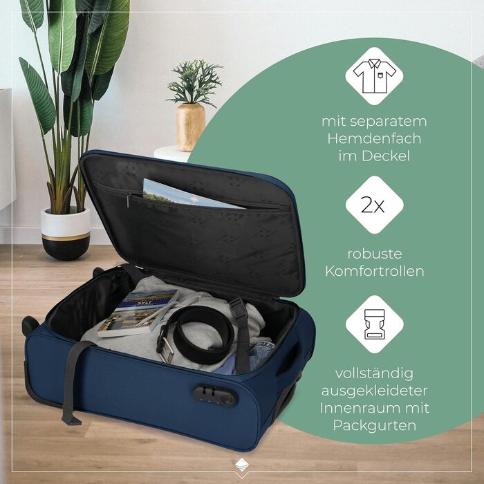 Чемодан-валіза Travelite Marine 52 см, 39 літрів: легкий, з замком, для ручної поклажі