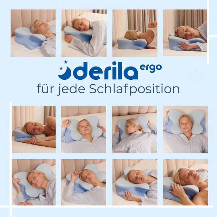 Подушка Derila Ergo з Memory Foam для шиї та сну на боці, спині та животі (1 шт) 54x36x12 см