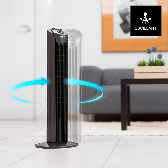 Вентилятор Taurus Babel RCH з пультом керування, 50 Вт, 86 см, 4 швидкості, 3 режими, таймер 9 годин, осциляція, сенсорне керування, сірий