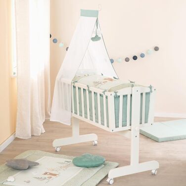 Комплект постільної білизни Roba 100 x 135 см - для дівчаток та хлопчиків - ковдра та наволочка з бавовни - зірки - білий (Woodland Buddies, ліжечко для малюків)