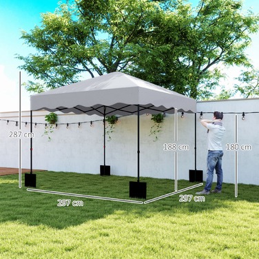 Outsunny Gazebo approx. 3x3m, water-resistant, stable, winter-proof, pop-up folding gazebo with UV protection 50+, foldable party tent, garden tent with carrying bag, garden gazebo for camping and garden, light grey | Aosom