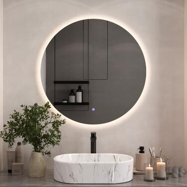 Дзеркало для ванної кімнати з підсвічуванням 50x70 см, сенсорне управління, антизапар, 3 кольори світла, регулювання яскравості, функція пам'яті