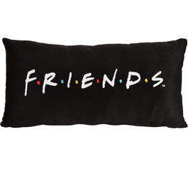 Декоративна подушка Elbenwald Friends з логотипом, 47x10x24 см, чорна, поліестер, унісекс, подарунок
