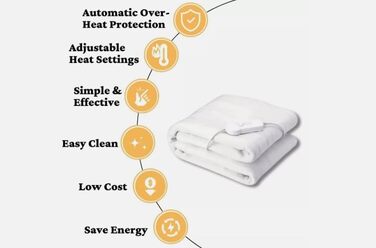 Електрична ковдра Marco Paul з підігрівом, велика флісова ковдра, терапія теплом, для зняття болю в спині, для дивана (сірий фліс)
