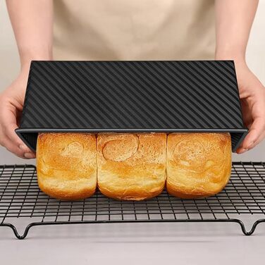 Форма для випічки хліба Toastbrot (2 шт) з кришкою, карбонсталь, чорний та рожевозолотий, для хліба, кексів та випічки