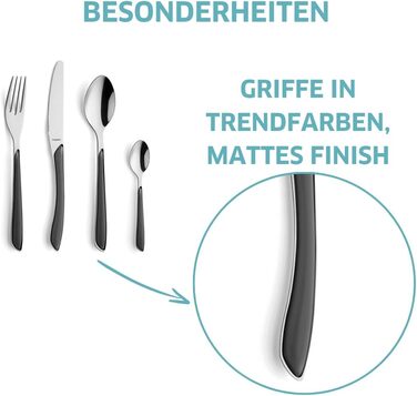 Набір столових приборів Kuppels Prisma для 6 осіб з нержавіючої сталі, рожеві ручки | 24-частини | Нержавіючі столові прибори | Миючі в посудомийній машині