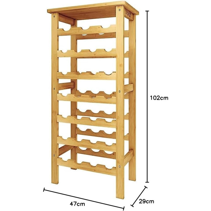 Dripex Wine Rack Bamboo Wine Bottle Rack 7 Tier Bottle Rack for Cellar Kitchen 27 Bottles 0.75 and 1 Liter 47 x 29 x 102CM