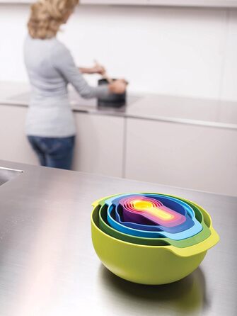 Joseph Joseph Nest 9 Plus – набір для приготування їжі з пластику, 9 предметів, різнокольоровий (сито, миски, мірні ложки)