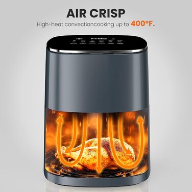 Повітряний фритюрник DUMOS 6 л з вікном, 12-в-1, для смаження, випікання, сушіння, приготування на пару, бежевий (сірий)