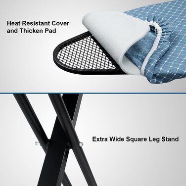 Гладильна дошка Duwee Extra Wide Deluxe з підставкою для праски, термостійкий чохол та товстий фетровий наклад, стабільні ніжки, 117 x 43 см