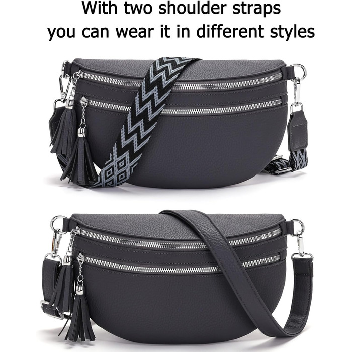 Сумка-бананка жіноча бежева через плече середнього розміру кросбоді з відділенням для карток та 2 ремінцями - ідеальна для міста!