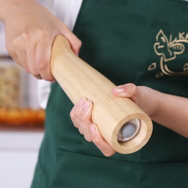 Набір дерев'яних мельниць для солі та перцю KKC з регульованим керамічним механізмом, 10 дюймів (гума)