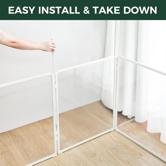 FXW Pawadise: Металевий вольєр для собак з акрилу та металевої сітки, 61 см, 8 панелей, білий, для цуценят та маленьких собак