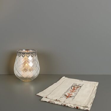 Vintage Candle Glasses Lanterns Silver - 2 Modern Candle Glasses in 14 cm as Candle Holders, Lanterns, Tealight Holders - Boho Candle Holders, Tealight Glass as Wedding Table Decoration, Balcony, Garden Decoration (2x 18 cm - silver)