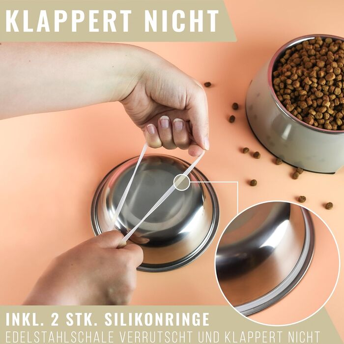 Набір мисок для собак та котів ne&no® Futternapf (2 шт.) середнього розміру (350 мл) | Нековзні миски для собак та котів | Миска для собак (M, Taupe)