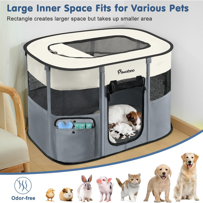Pawaboo Переносний вольєр для тварин, складаний вольєр для собак з водонепроникного оксфорду, клітка для котів з сумкою, мискою, для цуценят, котів, кроликів, для дому та вулиці, зелений (90x70x60 см)