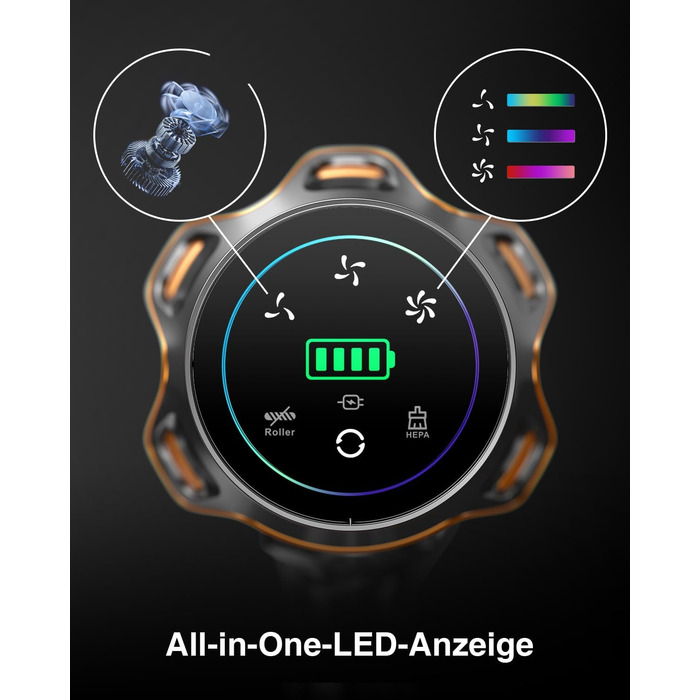 Бездротовий акумуляторний пилосос 45000Pa/550W/65хв, об'єм 1,6л з дисплеєм, антизаплутана щітка, самостійна парковка, док-станція на стіні, 8-шарова фільтрація, тихий, для шерсті тварин/килимів/твердих поверхонь/автомобіля (червоний)