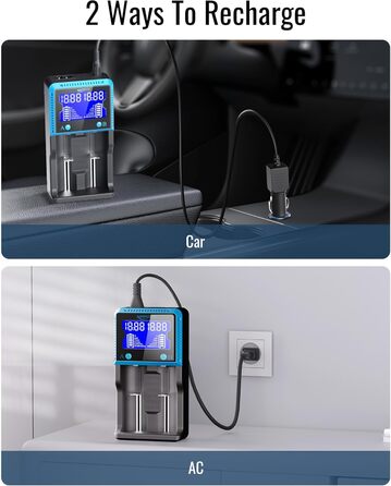 Універсальний зарядний пристрій для акумуляторів 18650 з 4 слотами, LCD Smart швидка зарядка Ni-MH/Ni-CD AA/AAA Li-Ion/LiFePO4/IMR 10440-26650