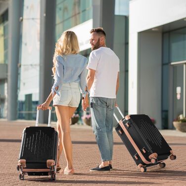 Набір валіз LEADZM 3 шт. з захистом кутів, ABS, телескопічний ручка, ручна поклажа, контрастне забарвлення (кремово-білий)