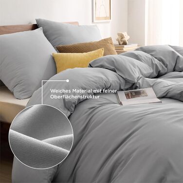 BEDSURE Комплект постільної білизни 135x200 см, 4 шт. (2 наволочки 80x80 см, 2 простирадла 135x200 см), сірий, мікрофібра, поліестер, ÖKO-TEX