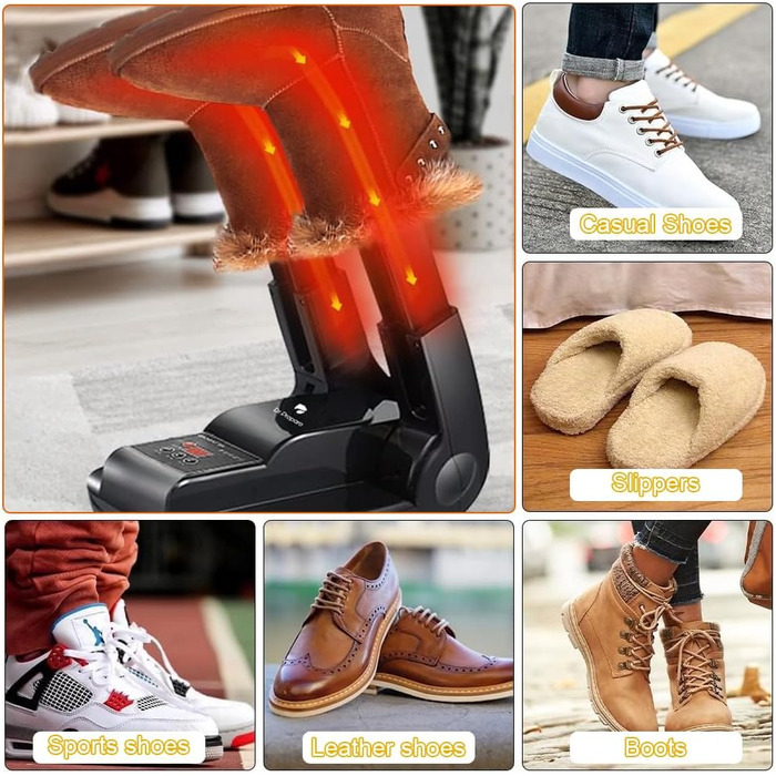 Електричний сушильник для взуття - сушильник для черевиків та взуття з таймером, регульована довжина