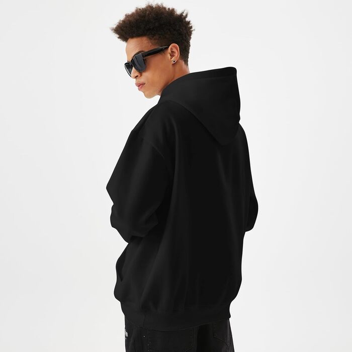 Худі для чоловіків: стильний пуловер з капюшоном у стилі хіп-хоп, чорний, розмір XL