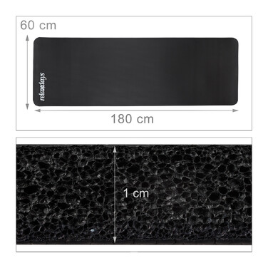 Relaxdays Yoga Mat, 1 cm thick, solid color