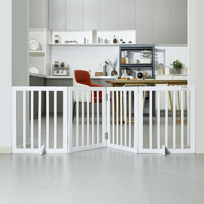 Ворота для собак VEVOR, захист для домашніх тварин, 508 x 610 мм, 4-секційні, розкладні, білі. Захист для сходів та дверних прорізів.
