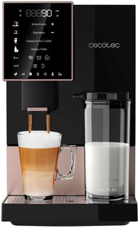 Автоматична кавомашина Cecotec Cremmaet Compactccino Black Rose, 19 Бар, з контейнером для молока, термоблоком, 5 рівнями помелу, резервуаром для кави 150 г