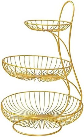 Дратяна корзина для фруктів та овочів на 2-3 ярусах (золота)
