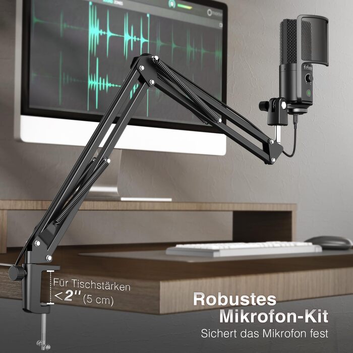 Мікрофон FIFINE T669PRO1: Комплект з кріпленням на штатив, для запису вокалу, подкастів та стрімінгу