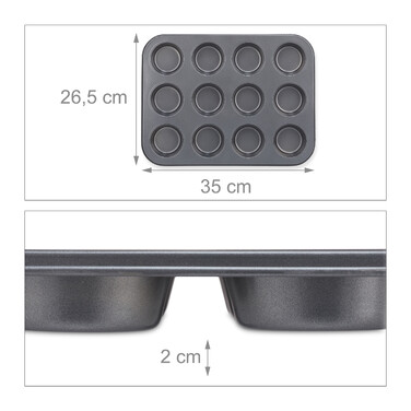 Relaxdays 12-Cup Muffin Tin Set of 2