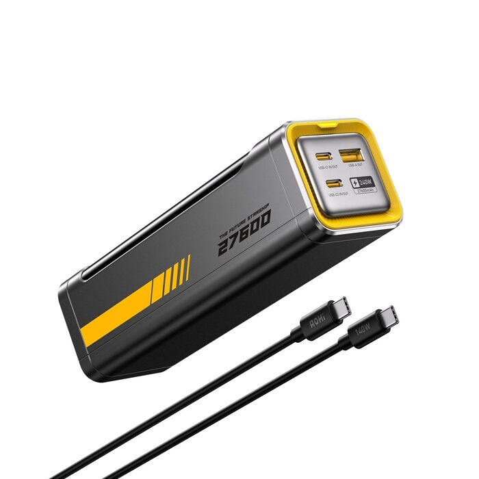 Power Bank AOHI 240W для ноутбуків 27600mAh (99.3Wh) з підтримкою PD 3.1. Ідеально для MacBook Pro, iPad Pro, iPhone, Galaxy, Steam Deck. Сірий колір.