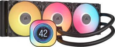 Рідинне охолодження процесора Corsair iCUE LINK Titan 360 RX LCD, 360мм AIO, FlowDrive, 3x RX120 RGB вентилятори, LCD-дисплей, для Intel LGA 1851/1700, AMD AM5/AM4, чорний