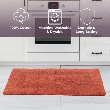 Набір килимків для ванної кімнати Lavish Home, 2 шт., 100% бавовна, двосторонні, м'які, швидковисихаючі та придатні для прання в пральній машині, колір кораловий