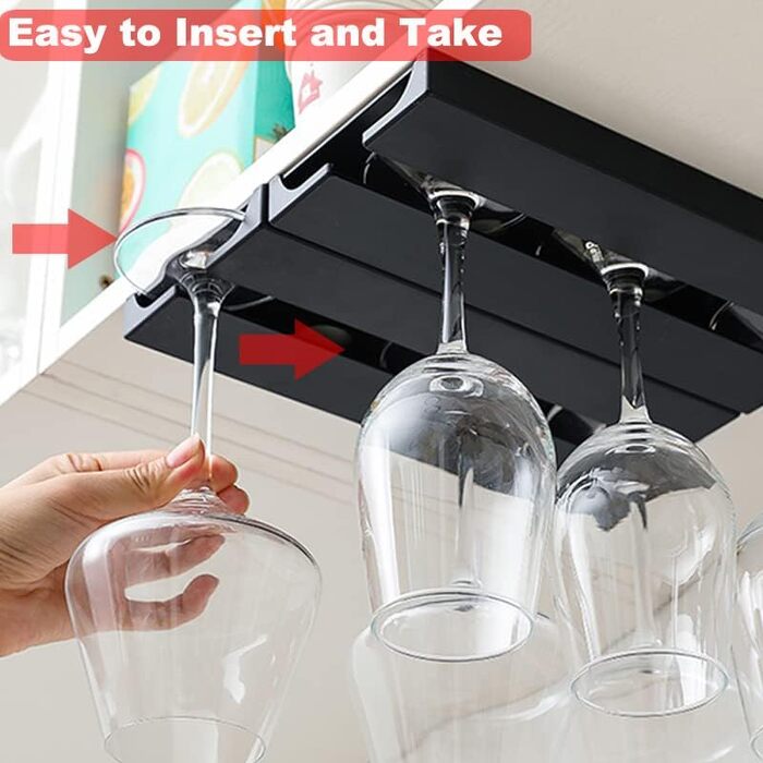 Тримачі для келихів вина SAMSYOKI (4 шт.) - самоклеючі, під шафу, для кухні, бару, ресторану