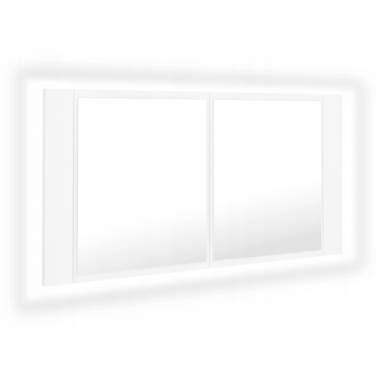Шафа у ванну кімнату з дзеркалом та RGB LED-підсвіткою, біла, 90x12x45 см