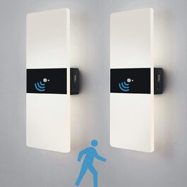 LED настінний світильник VOMI з датчиком руху, акумуляторний, бездротовий, USB зарядка, 4000mAh, для коридору та сходів, 2 білих світлодіодів, 6000K