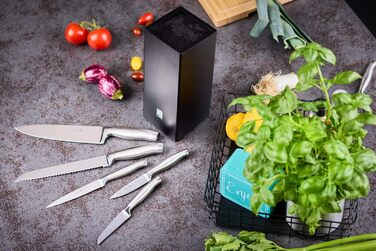 Набір кухонних ножів Rösle Cuisine 7 предметів: дерев'яний блок з бамбука, 5 ножів зі сталі, ножиці, захист пальців