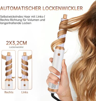 Набір для укладки волосся 6 в 1: мультистайлер, авто-локони, фен-щітка, об'єм, випрямлення, сушка (білий)