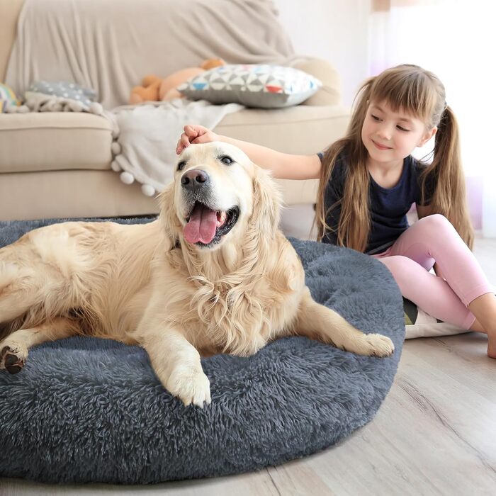 М'яке круглі ліжко для собак та котів, 50 см, рожеве, 80x80x25 см (L x W x H)