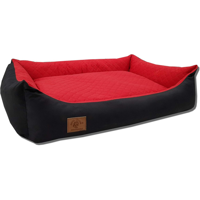 Odolplusz XXL - Dog Bed for Large Dogs - Dog Cushion - Dog Sofa with Reversible Cushion | Removable and Washable Cover [   ] (Black-Red, 100x70cm)