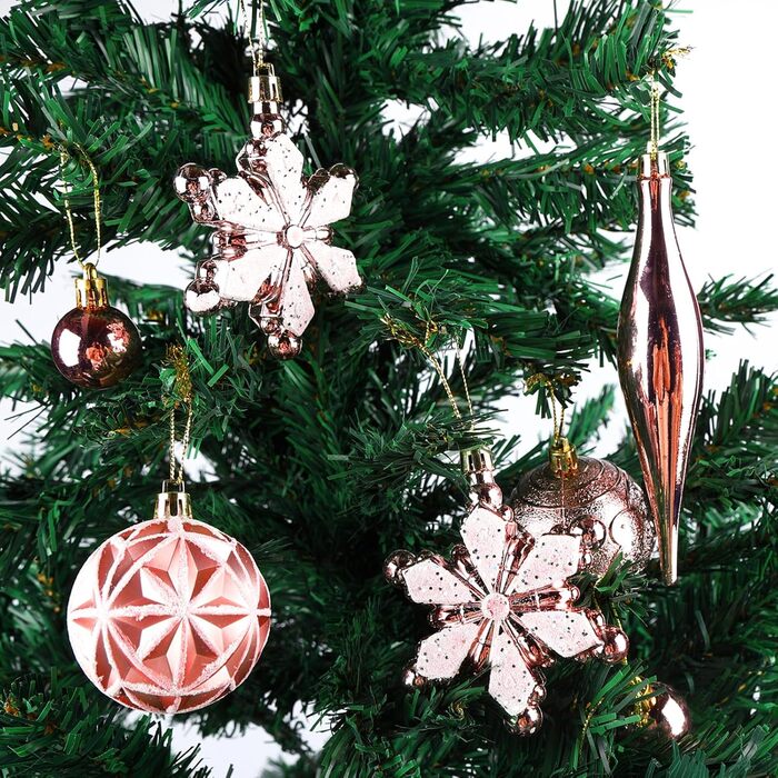 40 шт. прикрас на ялинку: міцні кулі, ялинкові орнаменти, декор для ялинки (Рожевий)