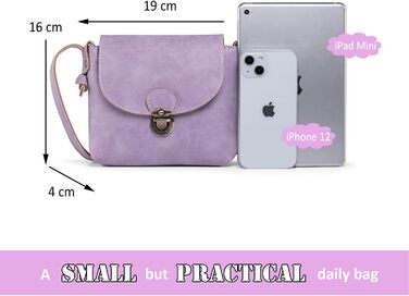 Сумка жіноча через плече Kleine Umhängetasche, екошкіра, маленька крос-боді, світло-лілова. Замок для безпеки