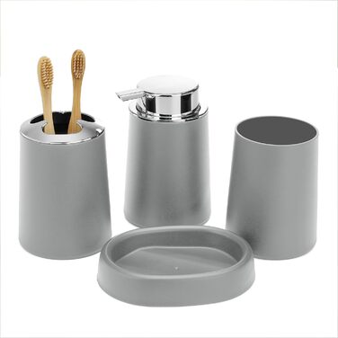 Набір аксесуарів для ванної кімнати FEILANDUO (4 шт.), сірий: мильниця, дозатор мила, тримач для зубних щіток