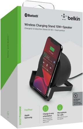 Belkin SoundForm Charge: Bluetooth-динамік з бездротовим зарядним пристроєм (Чорний)