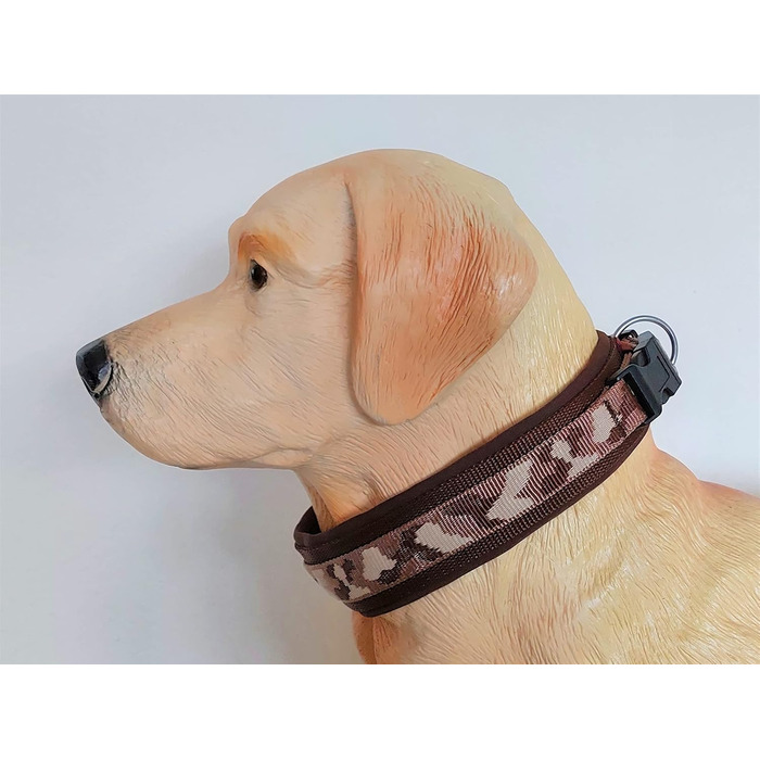 Нашийник для собак BUDDYPACK широка та м'яка накладка з неопрену, всі розміри, кольоровий (XS/S (35-40 см), коричнево-кремовий)