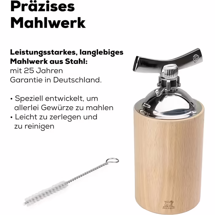 Peugeot Isen Manual Pepper Grinder, Classic Grind Setting, Height: 16 cm (6.3 inches), Wood/Stainless Steel, Natural, 35396