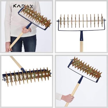 KADAX Star Tiller with Wooden Handle, 12-Star Cultivator, Garden Tiller, Rolling Cultivator, Crumbler for Loosening Soil, Cultivator, Rolling Hoe